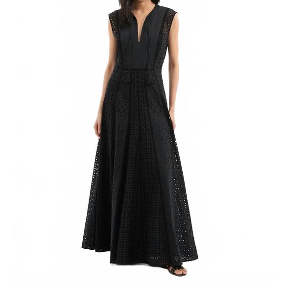 NEW VERONICA BEARD alina eyelet maxi dress in black - Picture 1 of 1